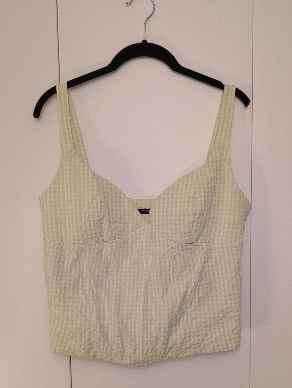 Lime green gingham seersucker bustier corset top